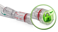 The integrated locking feature helps minimize blood leakage and supports consistent hemostasis during device manipulation.